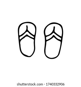 Doodle flip flops icon. Hand drawn flip flops icon. Doodle summer sandals icon in vector