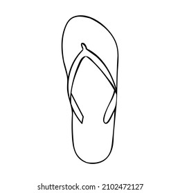 Doodle flip flops icon. Hand drawn flip flops icon. Doodle summer sandals icon in vector