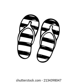 Doodle flip flops illustration. Hand drawn summer icon