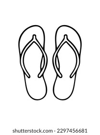 Doodle of flip-flops isolated on white background. Hand drawn vector illustration of beach shoes.