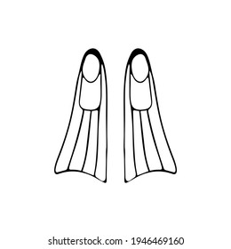 Doodle flippers illustration in vector. Hand drawn flippers illustration in vector. Flippers doodle icon in vector