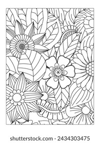 Doodle Blumenkunst. Schwarz-Weiß-Doodle. Seite zum Färben. Doodle schöne Blumen Kunst für Erwachsene Malbuch.