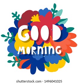 Doodle floral background and hand made text. Bright flowers and simple lettering foe design gift card, shop sale advertising, bag print, positive poster, book cover, workshop invitation etc. 