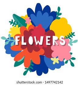 Doodle floral background and hand made text. 