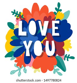 Doodle floral background and hand made text. 