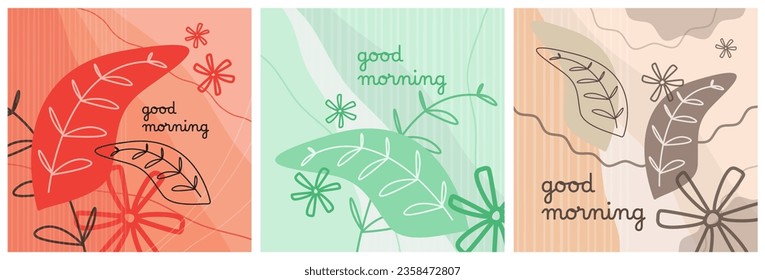 Doodle Floral Banner. Hand drawn illustrations. Abstract elements backgrounds. Applicable for any graphic works.