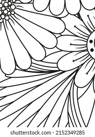 Doodle floral in black and white. A page for coloring book: very interesting and relaxing job for children and adults. Zentangle drawing. Flower carpet in a magic garden