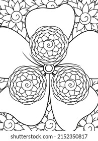 Doodle floral in black and white. A page for coloring book: very interesting and relaxing job for children and adults. Zentangle drawing. Flower carpet in a magic garden