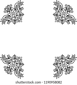 Doodle floral border for decorating of poster, banner, greeting cards, covers, prints, stickers, clothing textile. Abstract ornament. Vector illustration.