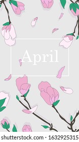 Doodle floral calendar isolated vector illustration. Almanac planner design template. Graphic ornament. Spring blossom. Cartoon style.