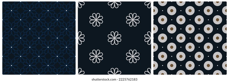 Doodle floral decorative pattern seamless background cute small white flowers polka dot style motif geometric ornament. Modern fabric design textile swatch ladies dress, man shirt all over print block svg