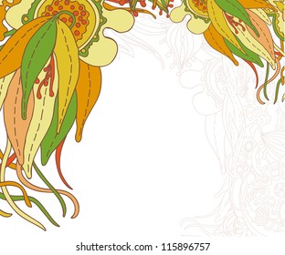 Doodle floral design. Design template. Abstract background.