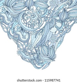 Doodle floral design. Design template. Abstract background.