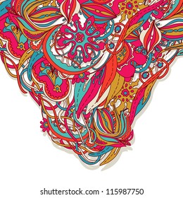 Doodle floral design. Design template. Abstract background.