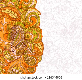 Doodle floral design. Design template. Abstract background.