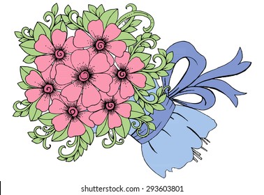 Doodle floral drawing.Zentangle.
