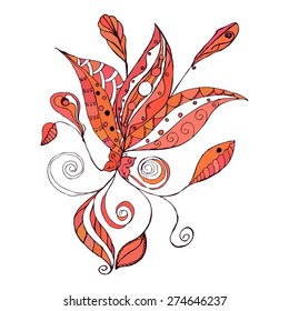 Doodle floral element for design. Hand drawn vector
