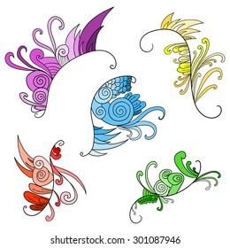 Doodle floral elements. Decoration elements for design invitation, wedding cards, valentines day, greeting cards