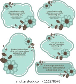 doodle floral frame set