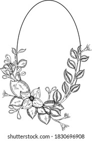 Doodle Floral frame for wedding design of illustration