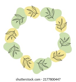 Doodle floral, line and leaf circle frames. illustration vector