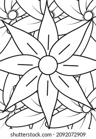 Doodle floral pattern in black and white. Page for coloring book: very interesting and relaxing job for children and adults. Zentangle drawing. Flower carpet in magic garden