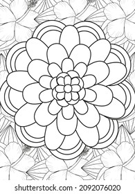 Doodle floral pattern in black and white. Page for coloring book: very interesting and relaxing job for children and adults. Zentangle drawing. Flower carpet in magic garden