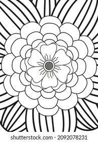 Doodle floral pattern in black and white. Page for coloring book: very interesting and relaxing job for children and adults. Zentangle drawing. Flower carpet in magic garden