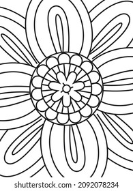 Doodle floral pattern in black and white. Page for coloring book: very interesting and relaxing job for children and adults. Zentangle drawing. Flower carpet in magic garden
