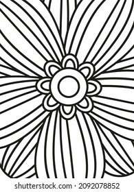 Doodle Blumenmuster auf Schwarz-Weiß. Seite für das Farbbuch: sehr interessante und entspannende Arbeit für Kinder und Erwachsene. Zeichnung im Mittelpunkt. Blumenteppich im zauberhaften Garten