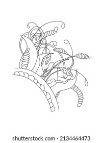 Doodle floral pattern in black and white.