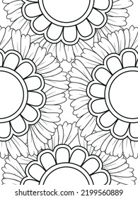 Doodle floral pattern in black and white. A page for coloring book: fascinating and relaxing job for children and adults. Zentangle drawing. Flower carpet in a magic garden