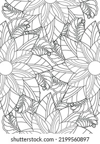 Doodle floral pattern in black and white. A page for coloring book: fascinating and relaxing job for children and adults. Zentangle drawing. Flower carpet in a magic garden