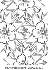 Patrón de Doodle floral en blanco y negro. Una página para el libro de colorear: trabajo fascinante y relajante para niños y adultos. Dibujo de Zentangle. Moqueta de flores en un jardín mágico