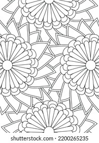 Doodle floral pattern in black and white. A page for coloring book: fascinating and relaxing job for children and adults. Zentangle drawing. Flower carpet in a magic garden