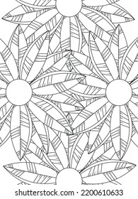 Patrón de Doodle floral en blanco y negro. Una página para el libro de colorear: trabajo fascinante y relajante para niños y adultos. Dibujo de Zentangle. Moqueta de flores en un jardín mágico