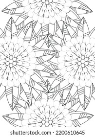 Doodle floral pattern in black and white. A page for coloring book: fascinating and relaxing job for children and adults. Zentangle drawing. Flower carpet in a magic garden