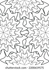 Patrón de Doodle floral en blanco y negro. Una página para el libro de colorear: trabajo fascinante y relajante para niños y adultos. Dibujo de Zentangle. Moqueta de flores en un jardín mágico