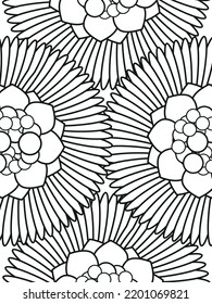 Doodle floral pattern in black and white. A page for coloring book: fascinating and relaxing job for children and adults. Zentangle drawing. Flower carpet in a magic garden
