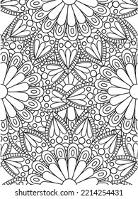 Doodle floral pattern in black and white. A page for coloring book: fascinating and relaxing job for children and adults. 