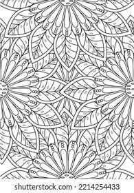 Doodle floral pattern in black and white. A page for coloring book: fascinating and relaxing job for children and adults. 