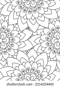Doodle Blumenmuster auf Schwarz-Weiß. Eine Seite für das Farbbuch: faszinierende und entspannende Arbeit für Kinder und Erwachsene. 