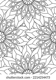 Doodle floral pattern in black and white. A page for coloring book: fascinating and relaxing job for children and adults. 