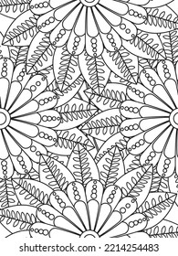 Doodle floral pattern in black and white. A page for coloring book: fascinating and relaxing job for children and adults. 
