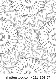 Doodle floral pattern in black and white. A page for coloring book: fascinating and relaxing job for children and adults. 
