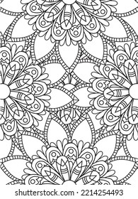 Patrón de Doodle floral en blanco y negro. Una página para el libro de colorear: trabajo fascinante y relajante para niños y adultos. 