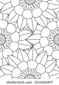 Doodle floral pattern in black and white. A page for coloring book: fascinating and relaxing job for children and adults. 