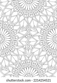 Doodle floral pattern in black and white. A page for coloring book: fascinating and relaxing job for children and adults. 