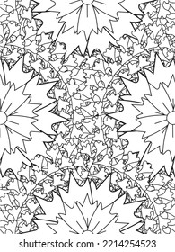 Patrón de Doodle floral en blanco y negro. Una página para el libro de colorear: trabajo fascinante y relajante para niños y adultos. 