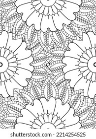 Doodle floral pattern in black and white. A page for coloring book: fascinating and relaxing job for children and adults. 